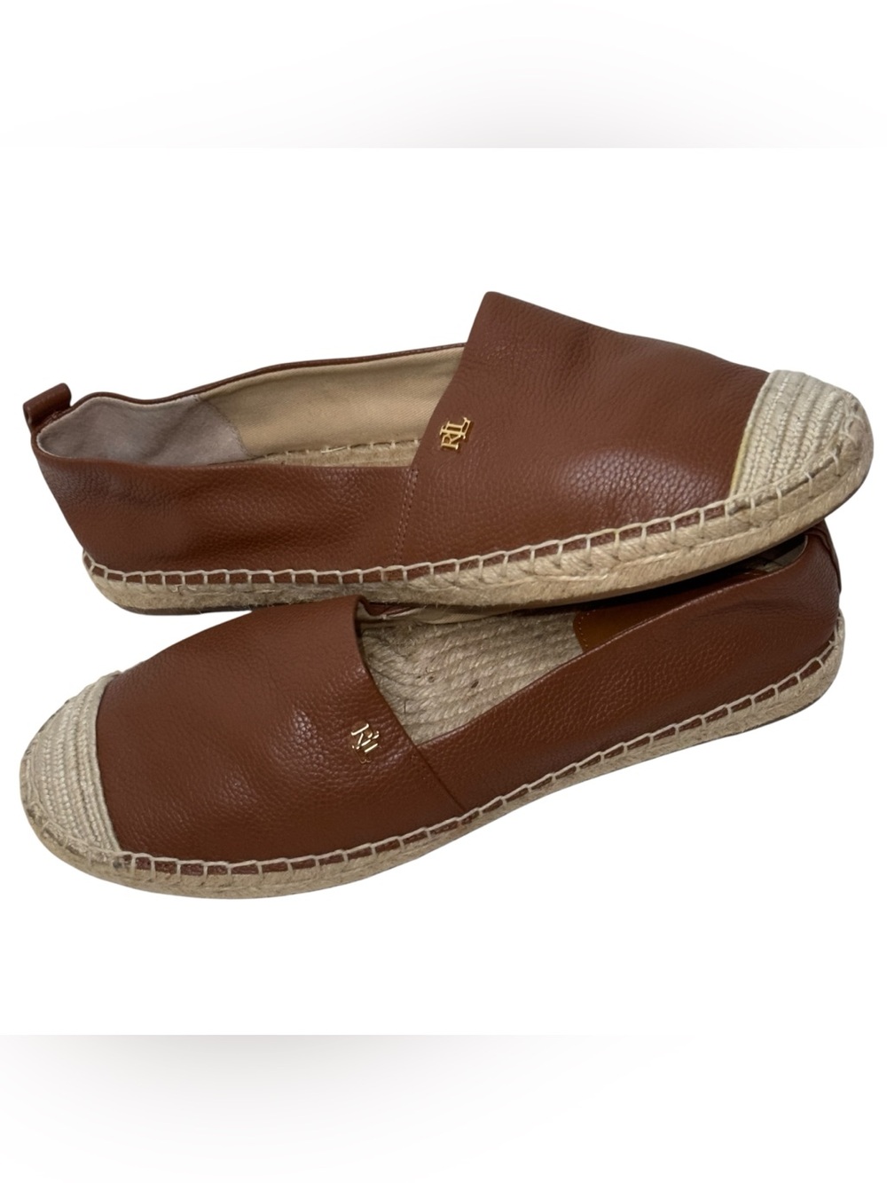 Lauren Ralph Lauren Cameryn Tumbled Leather Espadrill Size 9.5B